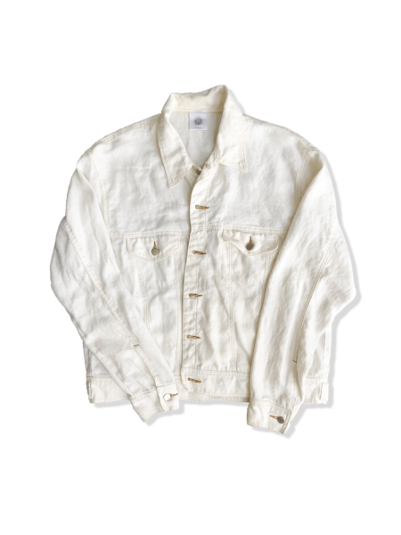 Brecht White Linen Trucker Jacket – Luxury 100% Linen Outerwear