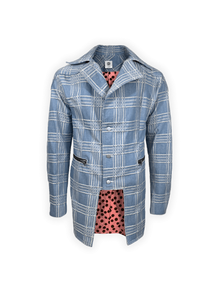 Denim Plaid Padded Jacket – Luxury Statement Outerwear