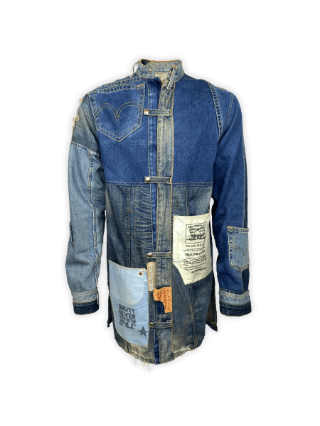 Upcycled Denim Huneycut Jacket – Luxury Sustainable Statement