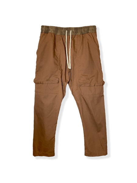 RO Brown Short Length Pants front and back view
