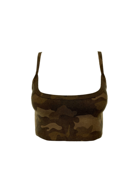 Military Cropped Top in Japanese stretch camo twill, women’s cropped top, front view