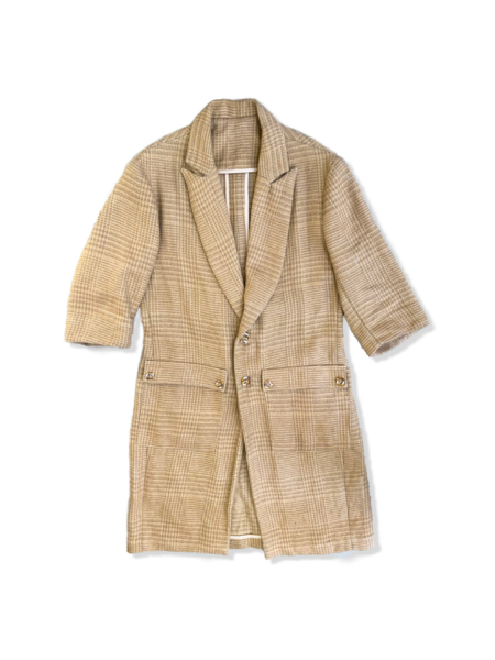 Morris Linen Coat – Heavyweight Linen with Houndstooth Pattern
