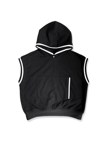 Sleeveless Black French Terry Hoodie – Luxury Minimalist Comfort