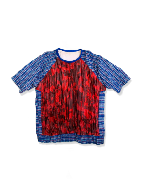 Pleated Crewneck Leather luxury recycled leather top