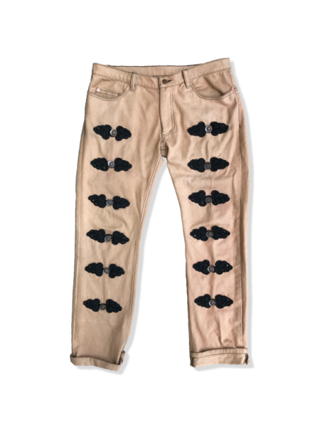 Shanghai Denim Pants – Chic Limited-Edition Denim with Chinese Frog Closures