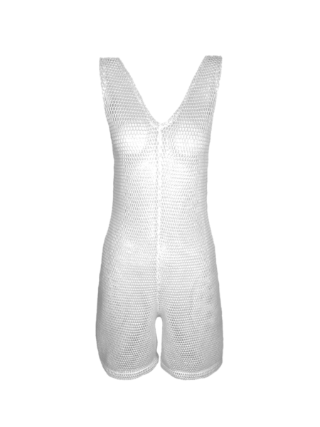 White Mesh Romper – Luxe Sheer Statement One-Piece Women’s Resort Fashion