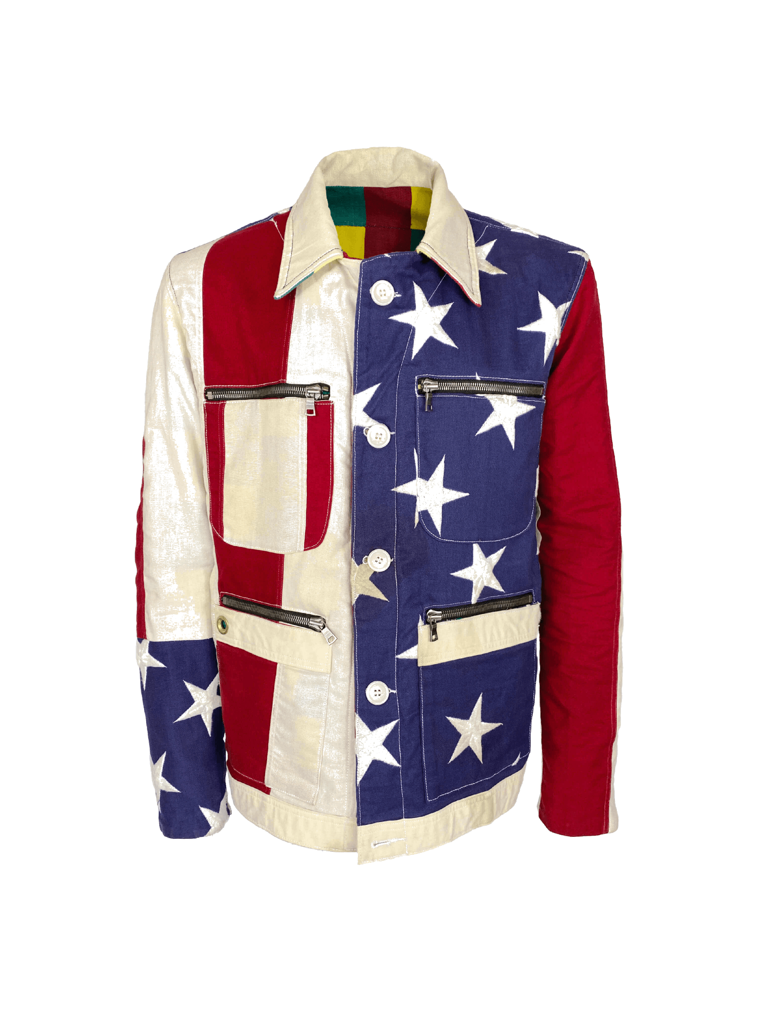 Cultural Reversible Jacket – American flag side front view