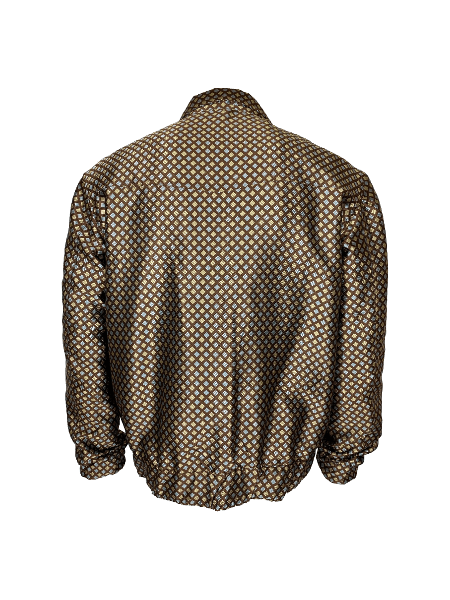 Statement Silk Brocade Jacket back view showing gathered hem and brocade pattern