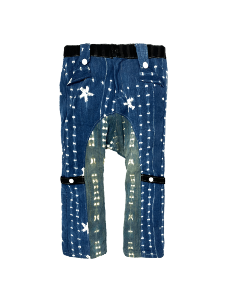 Front image: Timeless Boho Indigo Pants – Front View of Handwoven Unisex Drop-Crotch Trousers