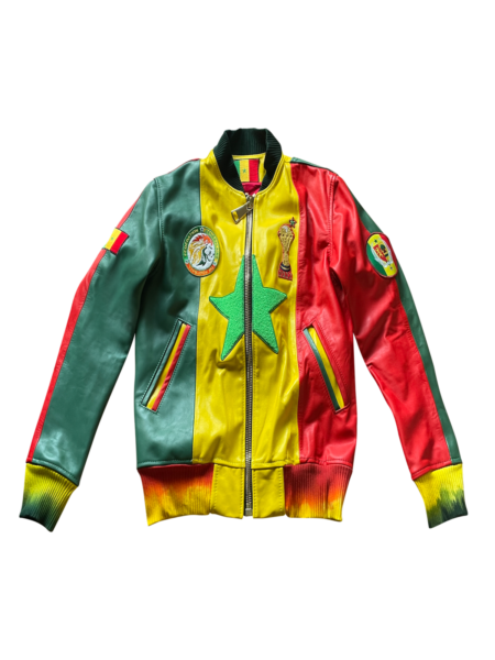 Senegal National Team Jacket – Front view featuring Senegalese flag colors and star patch