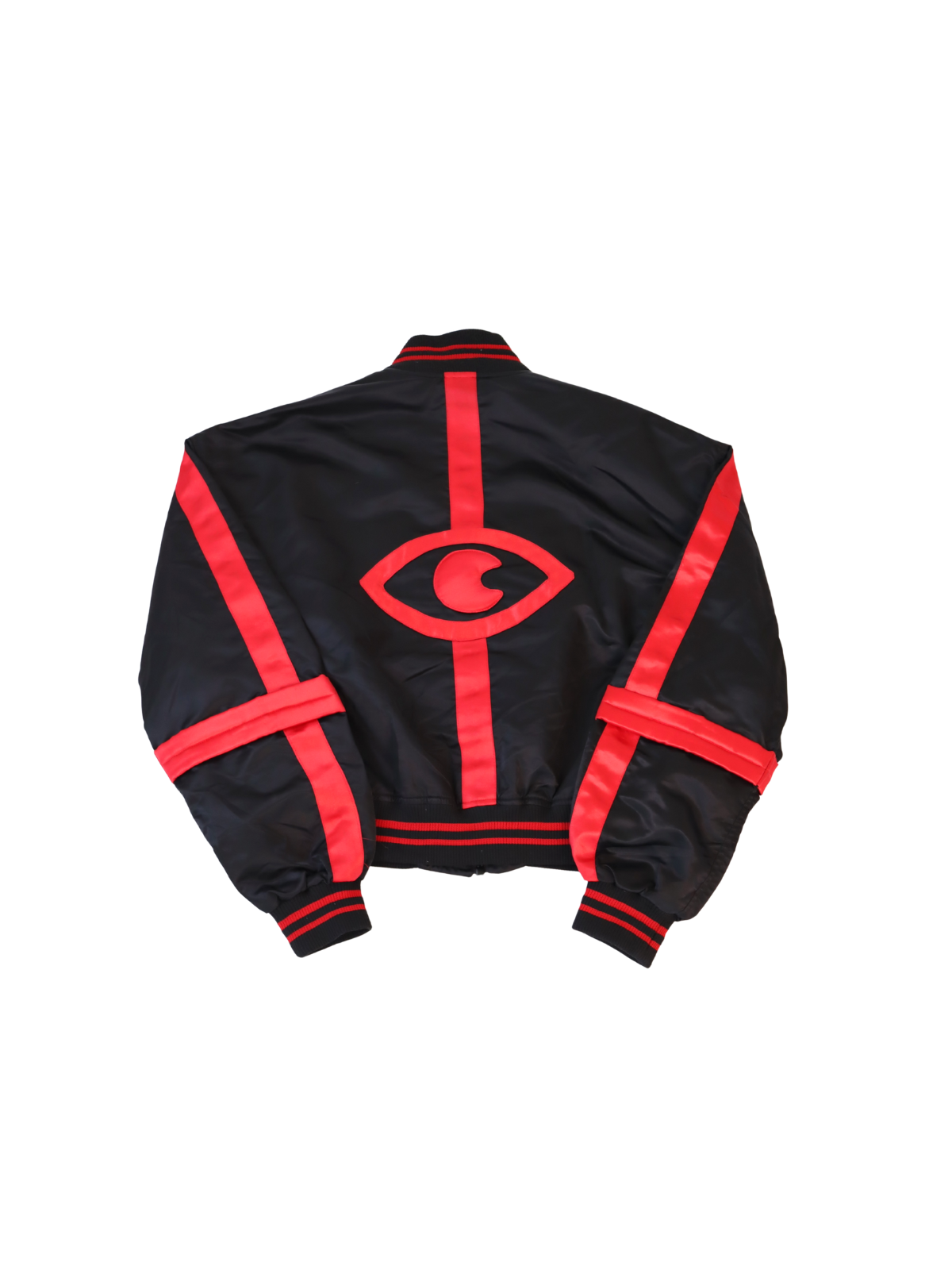Black and Red Satin Bomber Jacket – Luxury Statement Outerwear