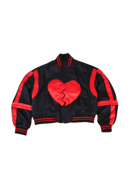 The Black and Red Satin Bomber Jacket is more than outerwear—it’s a visual story of heartbreak, healing, and love. Made from smooth, high-sheen satin, this luxury bomber jacket is the matching top to our Black and Red Satin Pants. Whether styled solo or as a set, this satin bomber jacket is designed to elevate your look while honoring your journey.