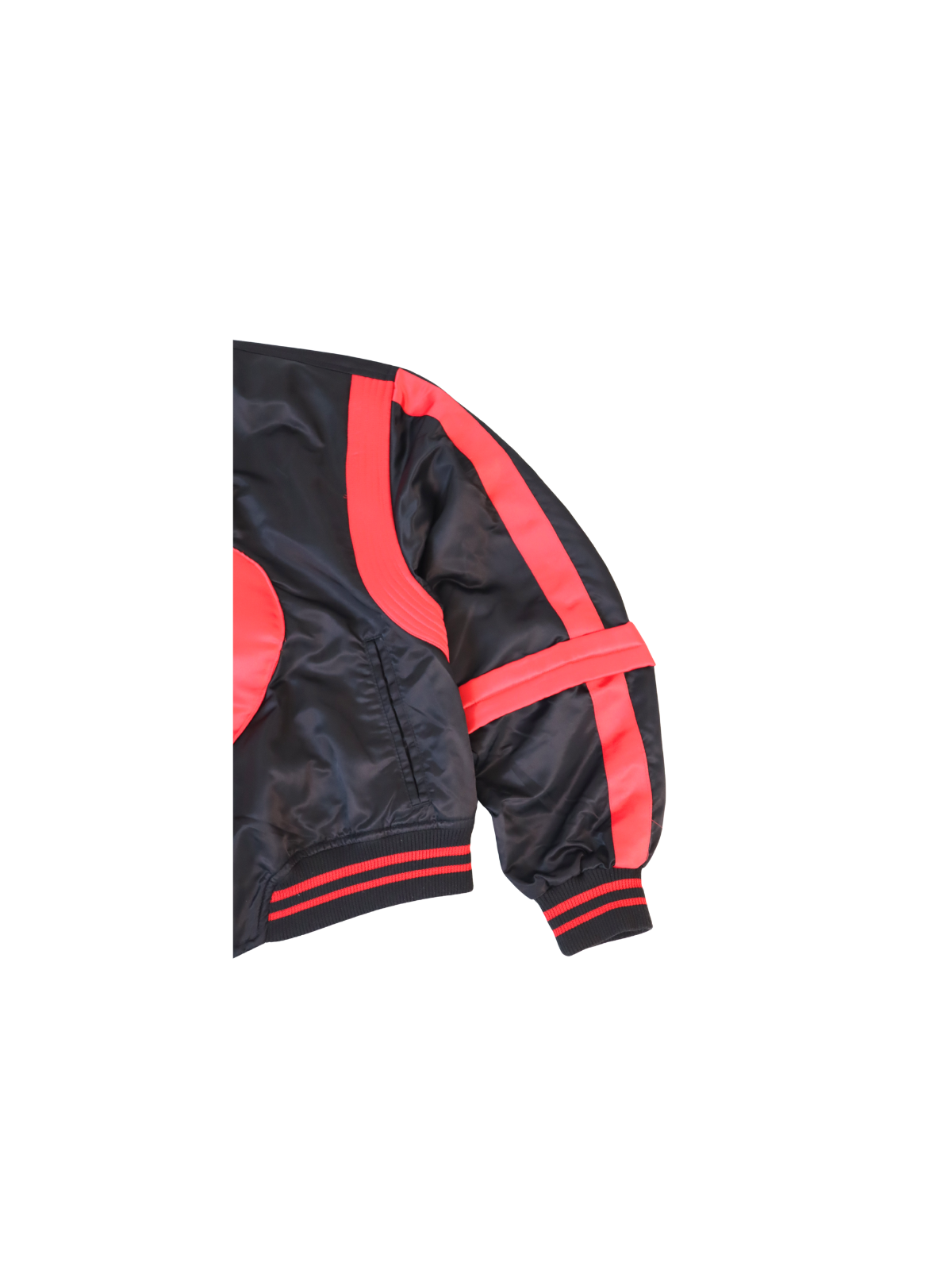 Black and Red Satin Bomber Jacket – Luxury Statement Outerwear